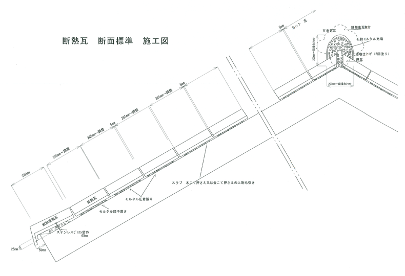 断熱瓦　断面施工図